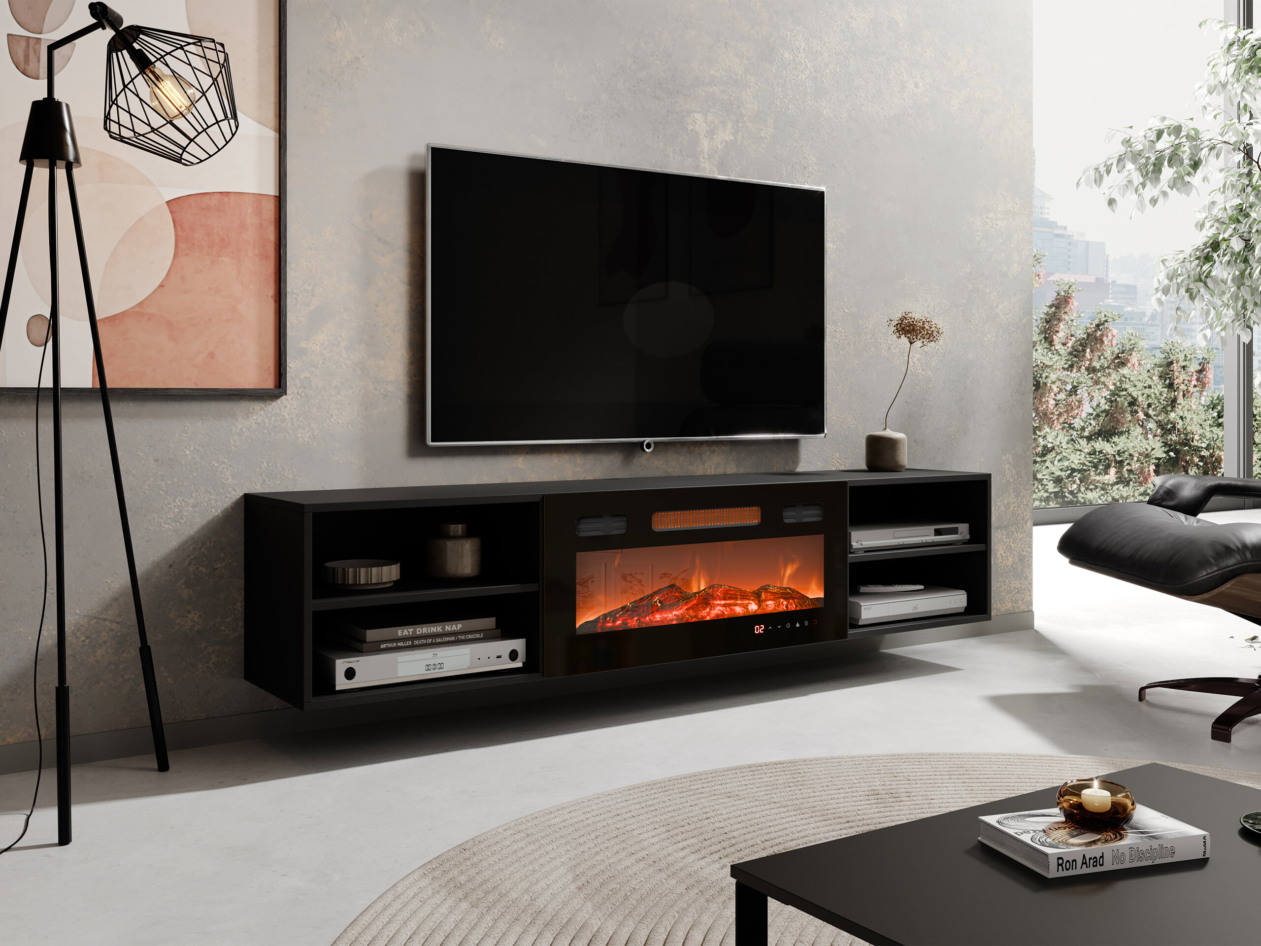 TV-állvány Charlotte 190 (Fekete)