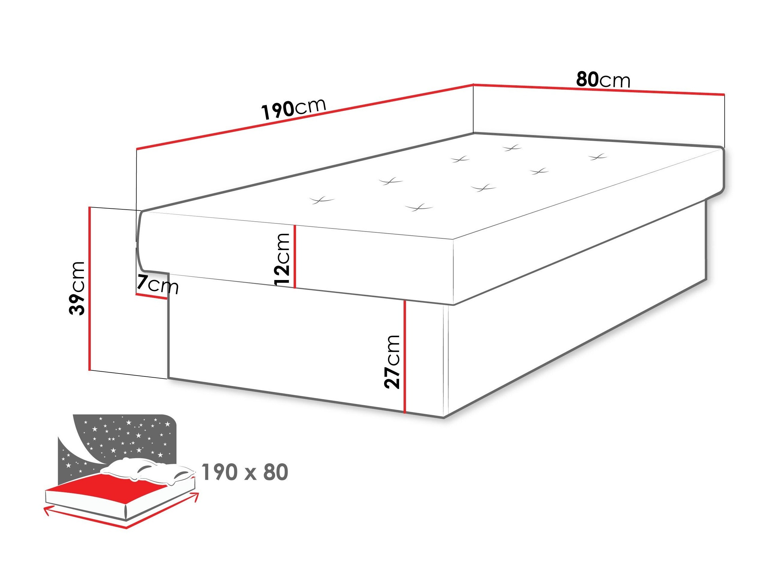 Ágy Dover 100 (Fehér)