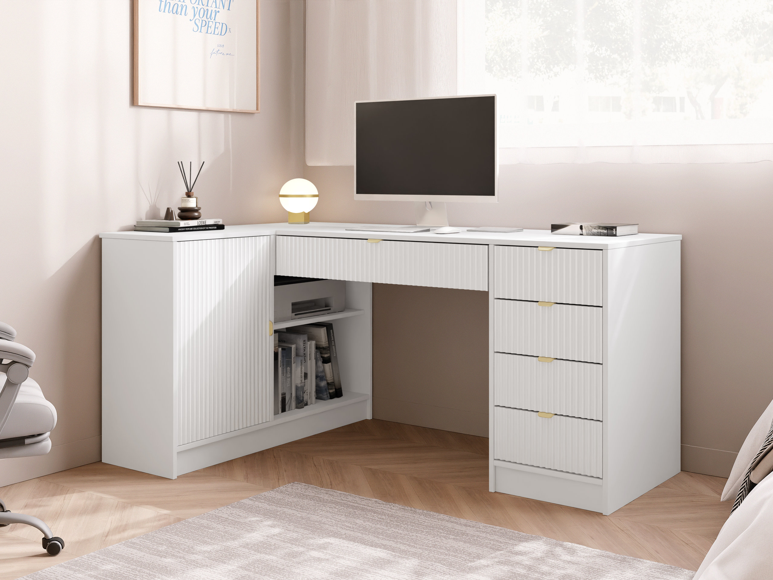 Sarok íróasztal Comfivo Papilio II (Fehér)