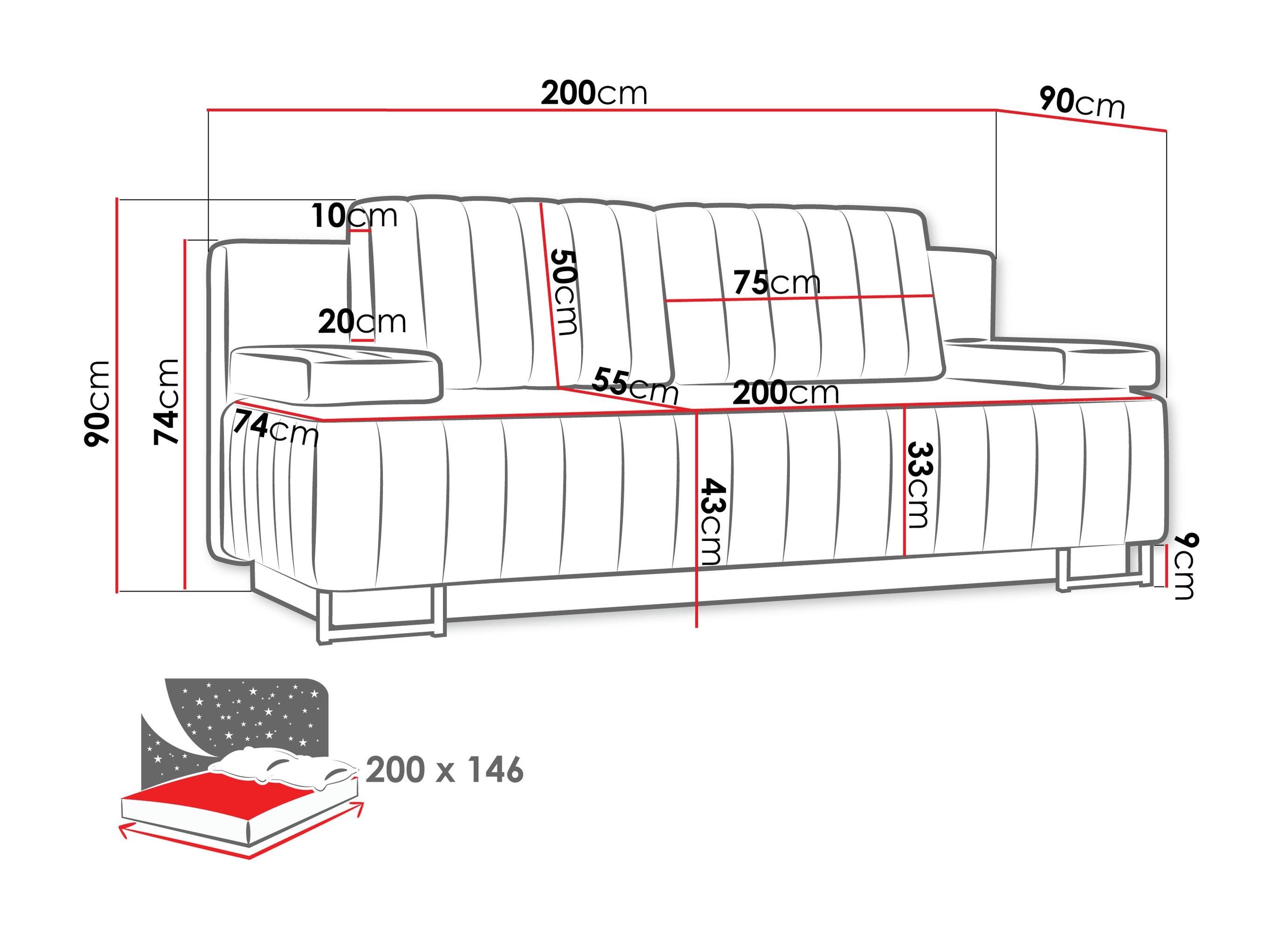 Kanapéágy Columbus 152 (Lux 05)