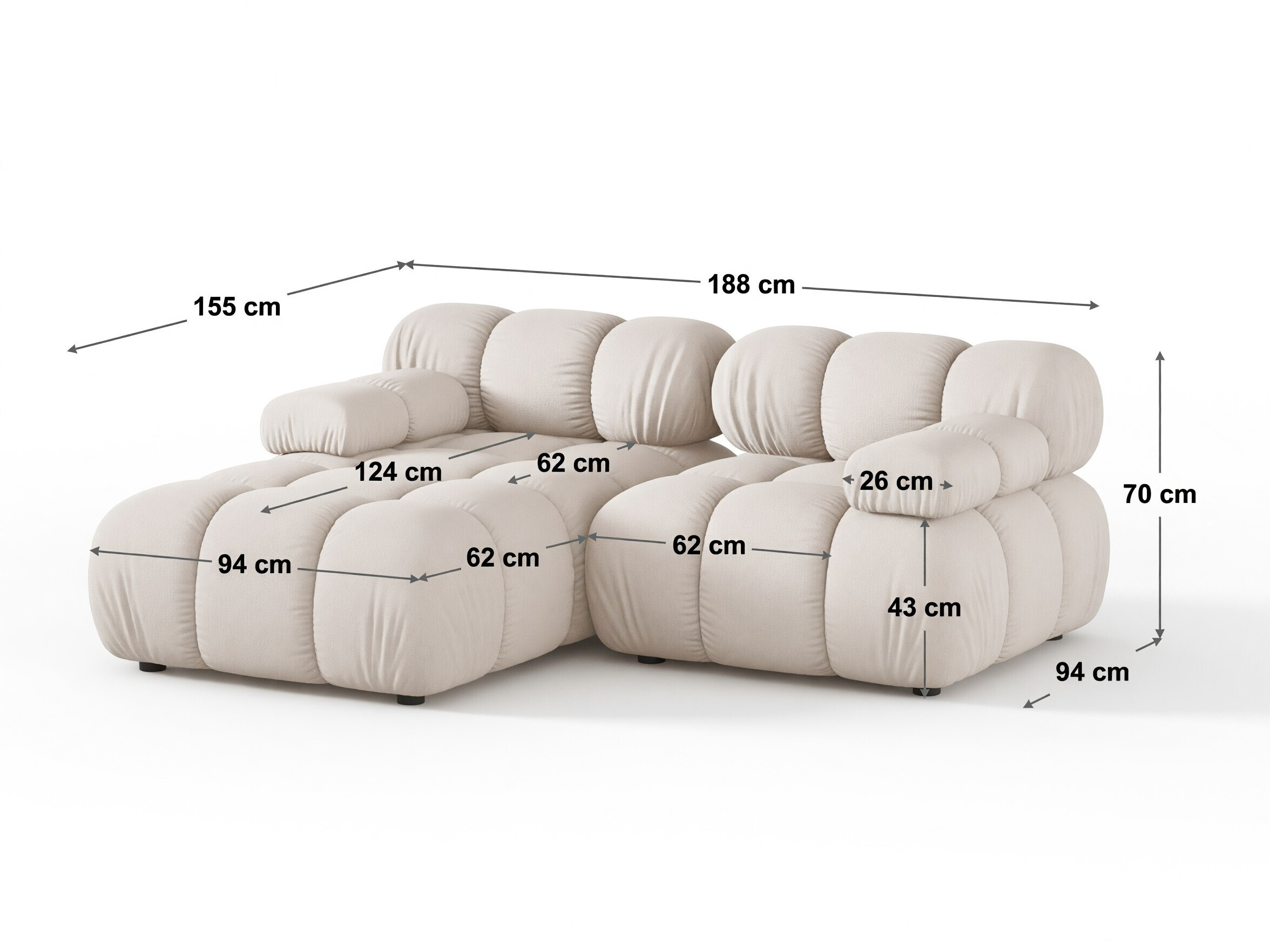 Moduláris sarokkanapé Caltenu 105 (Bluvel 86)