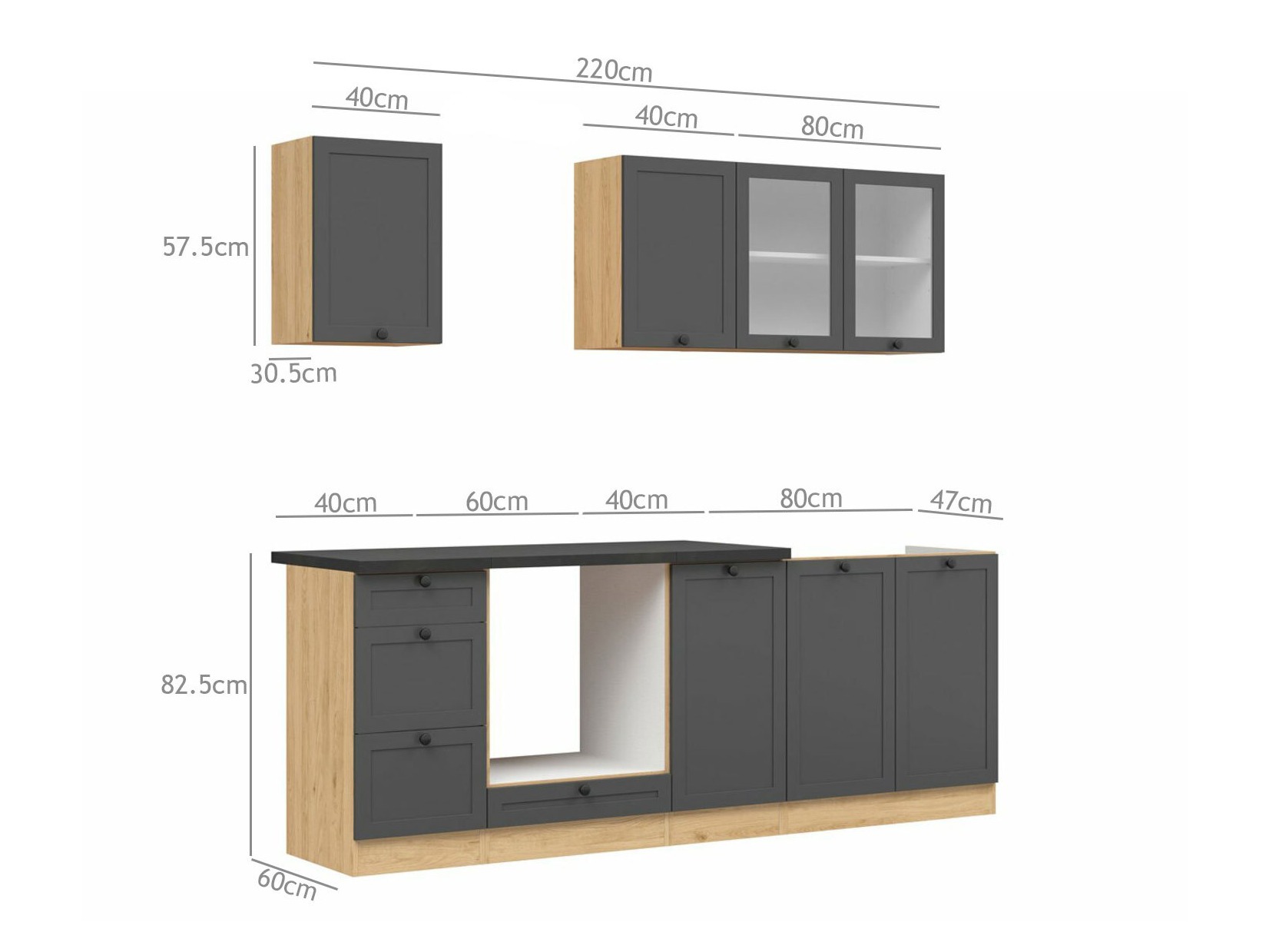 Moduláris konyha szett Classic Grey Oak 117