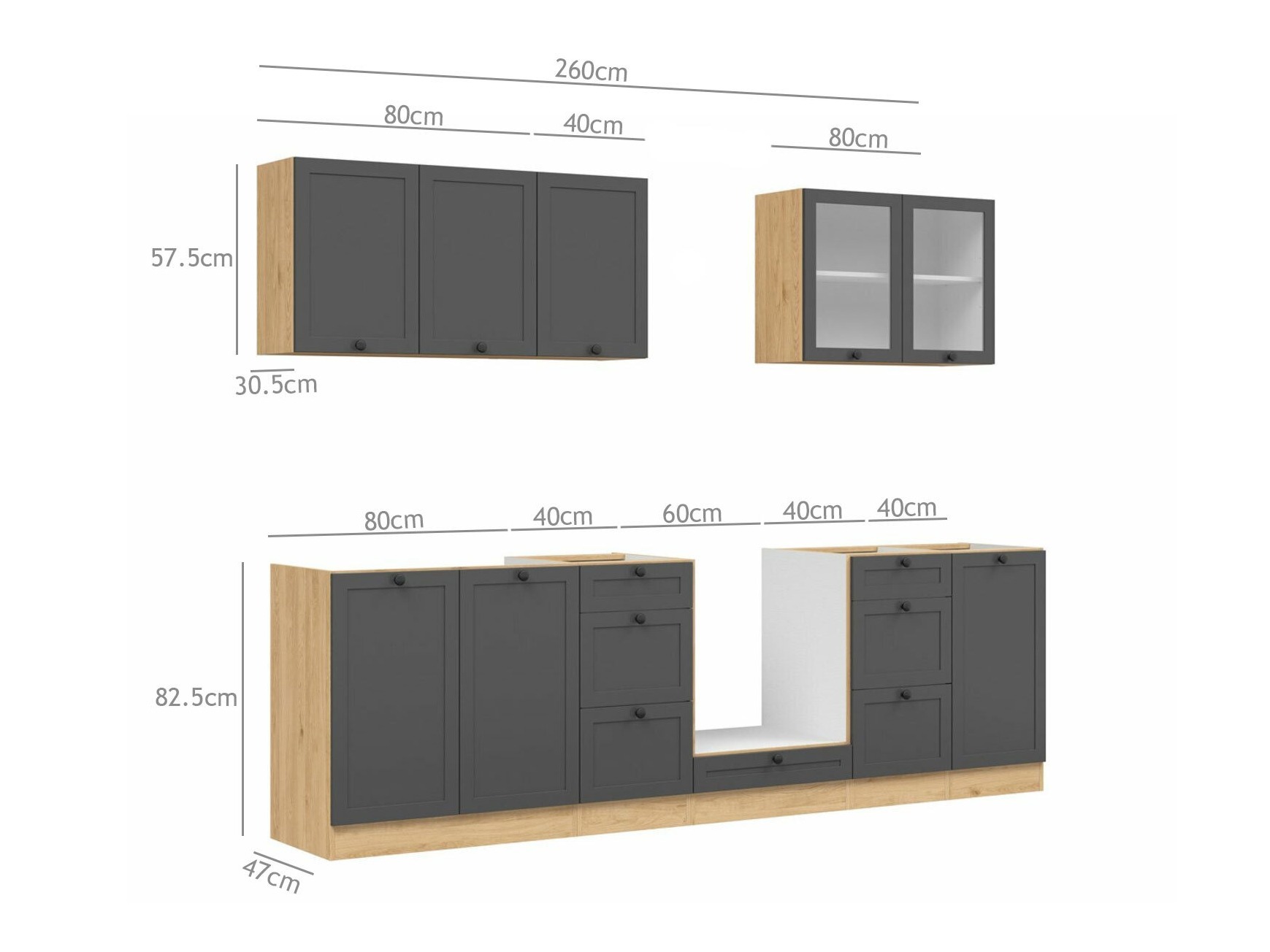 Moduláris konyha szett Classic Grey Oak 118