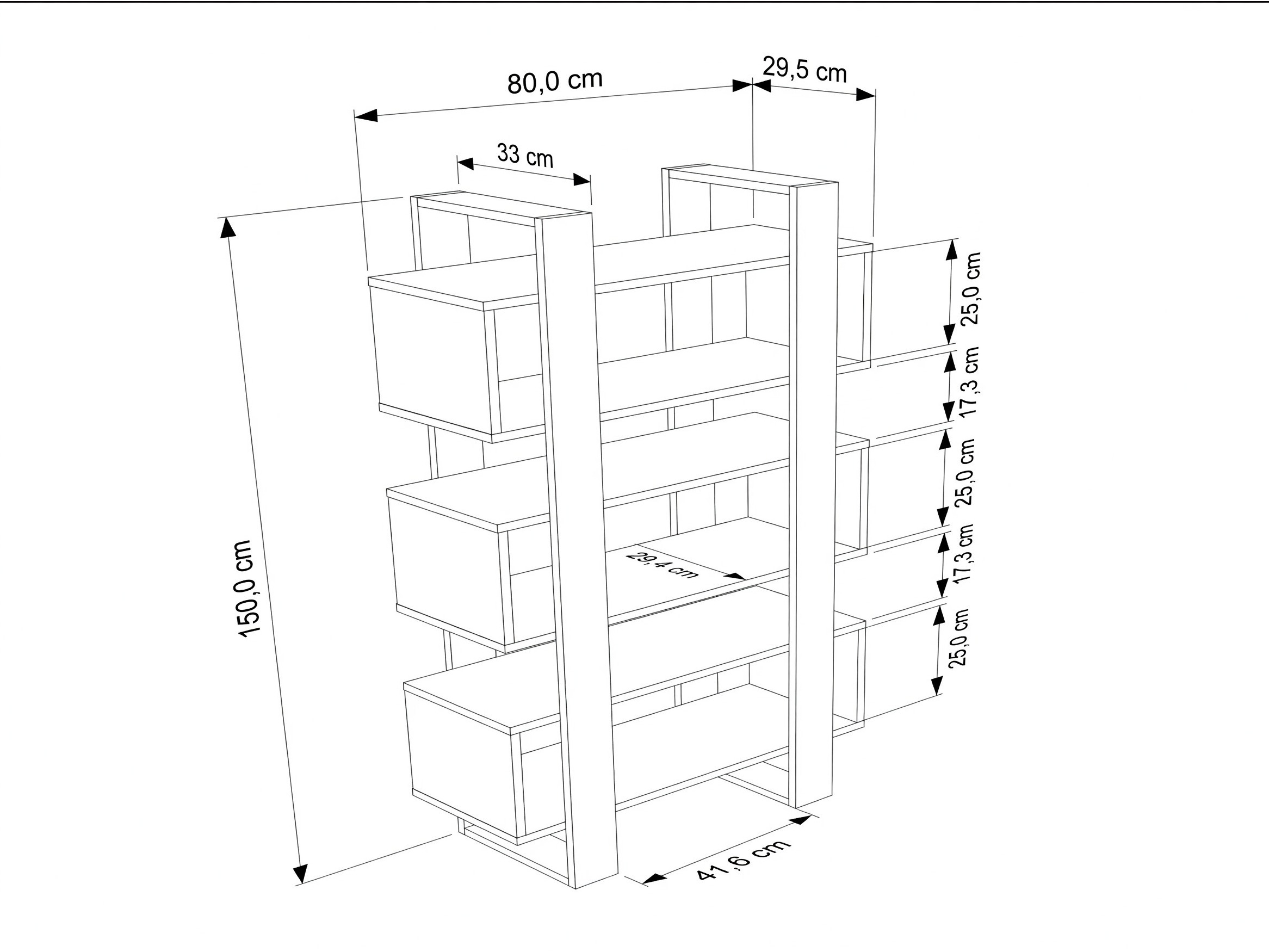 Könyvespolc Kailua 2762 (Antracit + Dió)