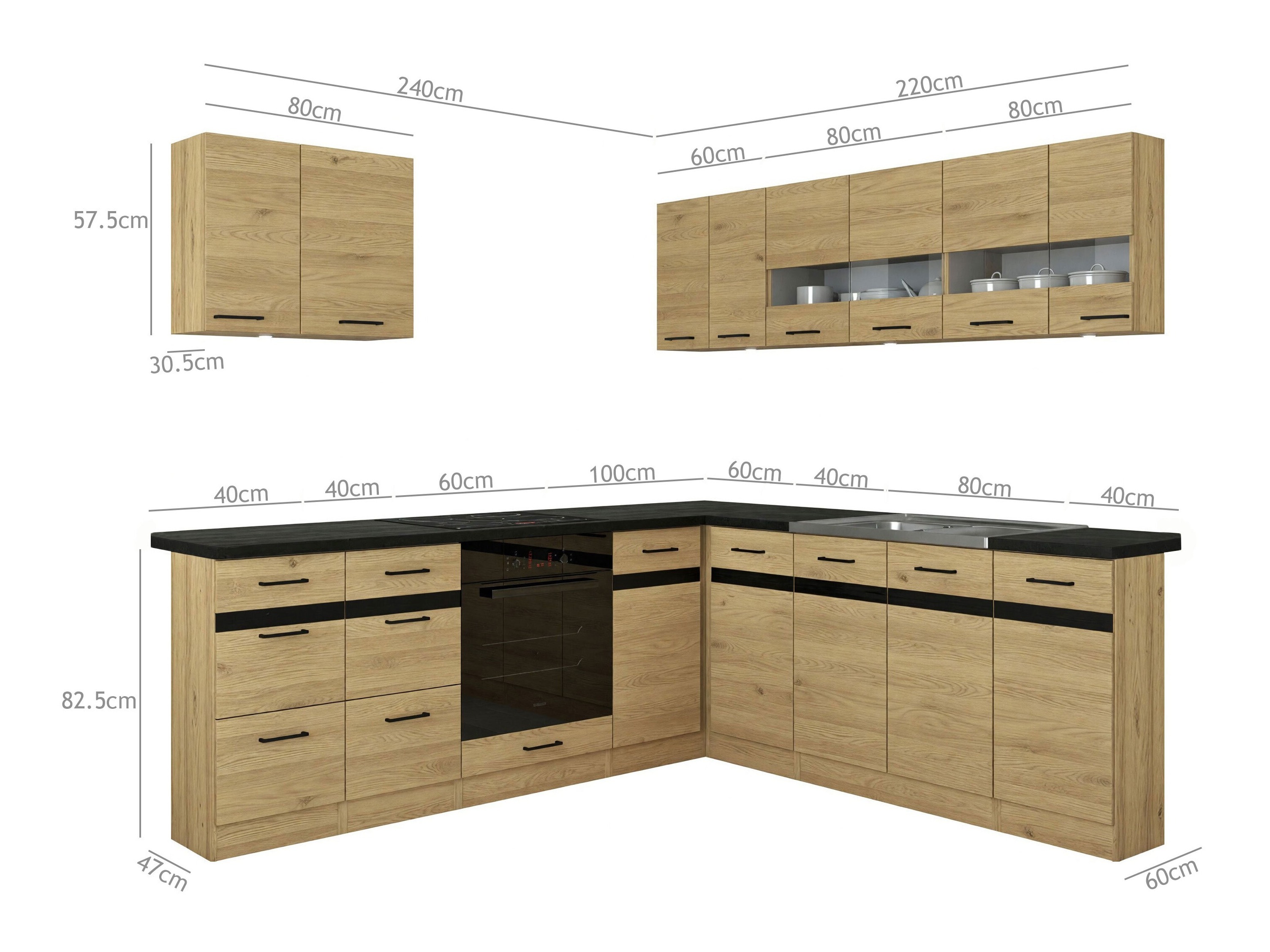 Moduláris konyha szett Classic Grey Oak 121