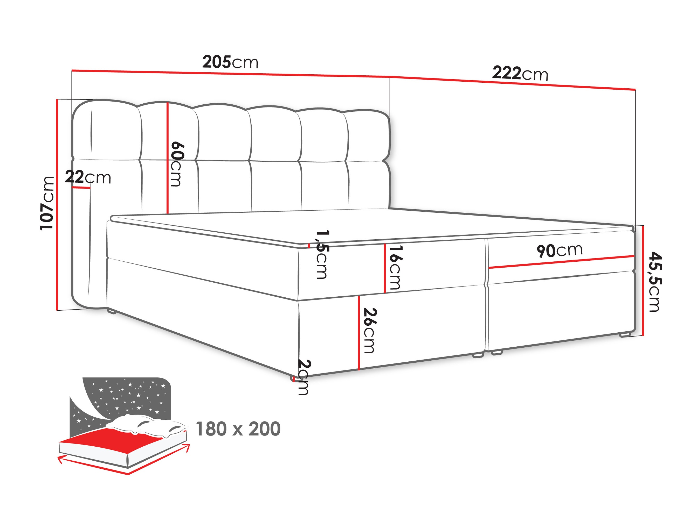 Kontinentális ágy Stonecrest 113 (Lambi 03)