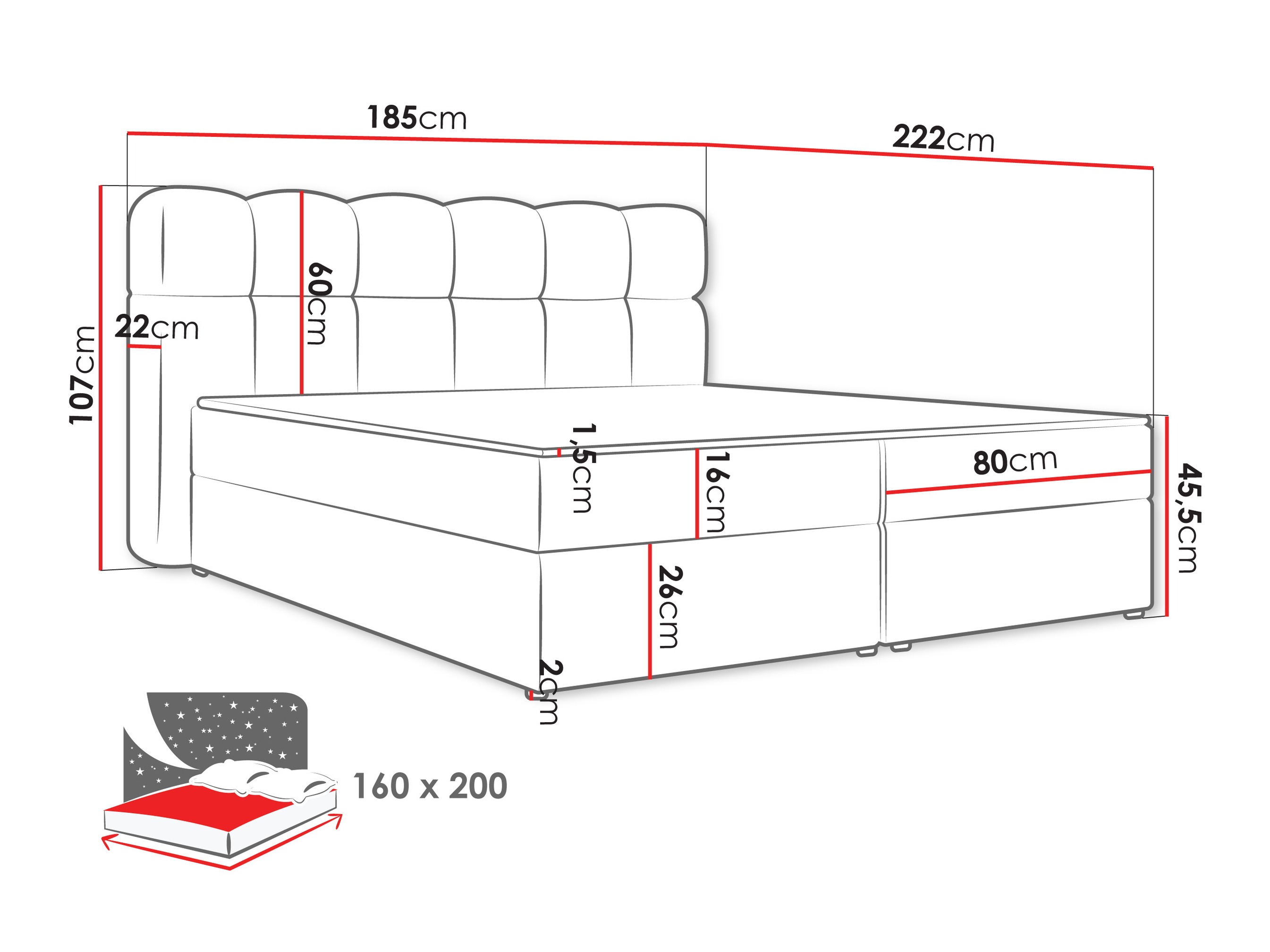 Kontinentális ágy Stonecrest 113 (Lambi 07)