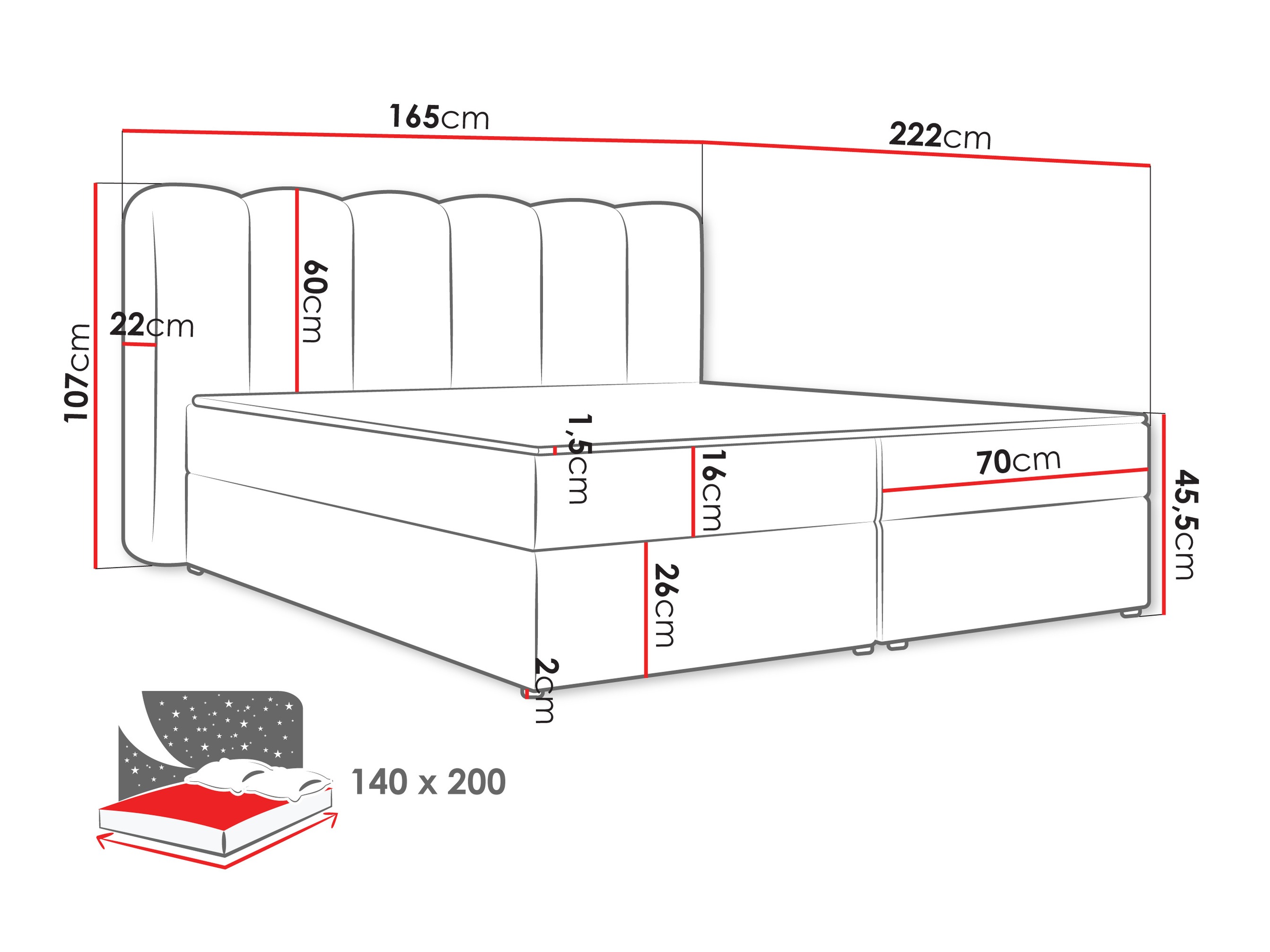 Kontinentális ágy Stonecrest 112 (Lambi 12)