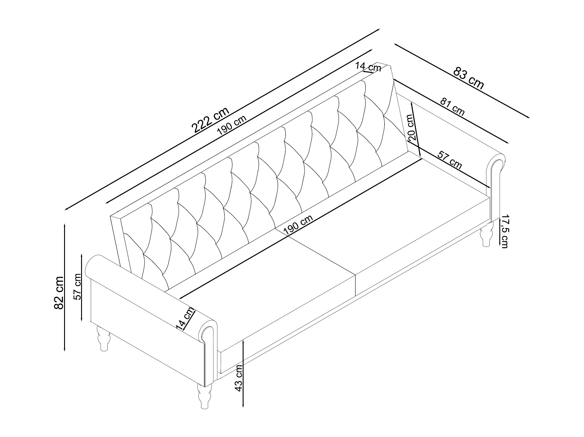 Kanapéágy Denton 1581 (Antracit)