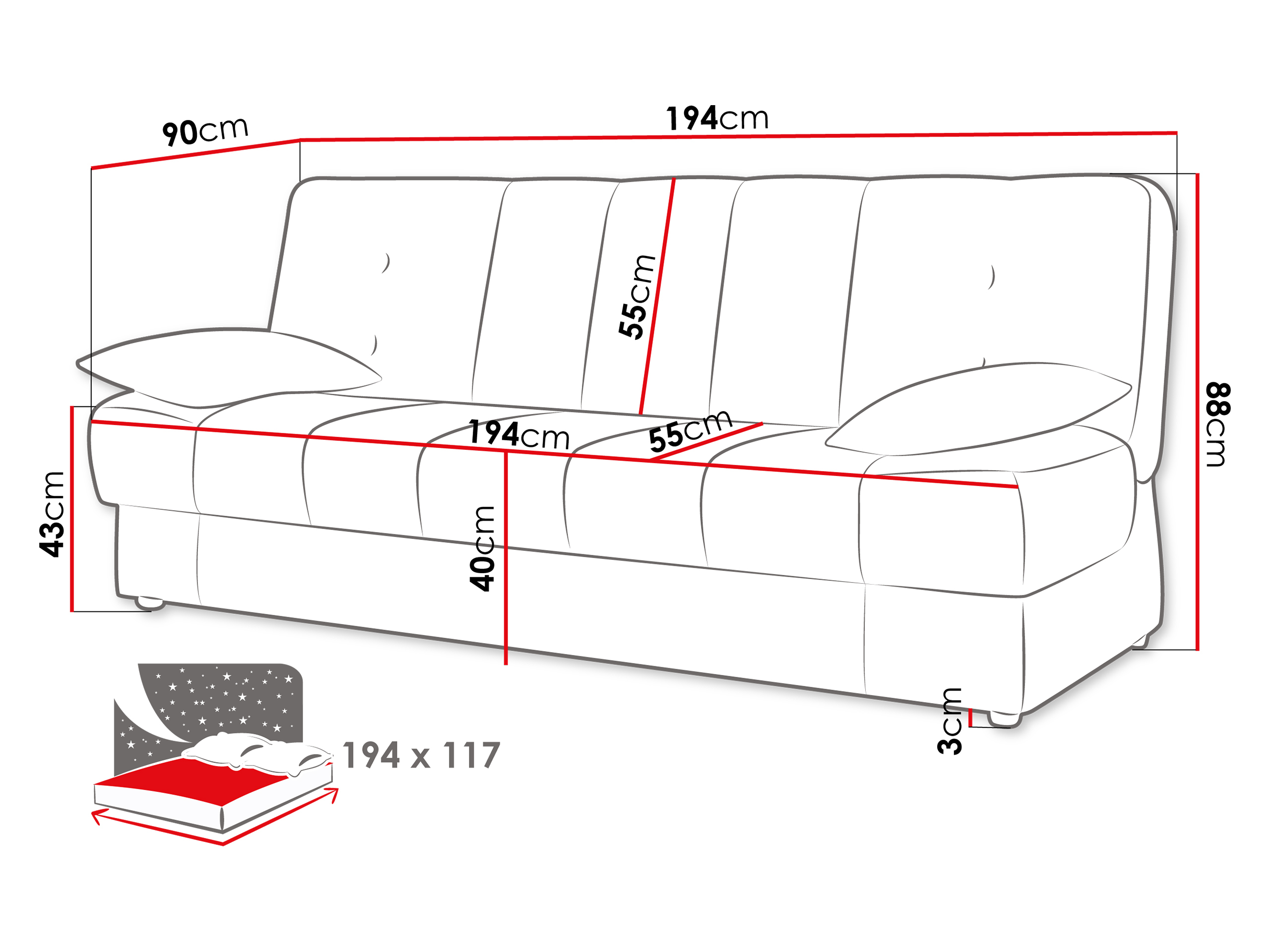 Kanapéágy Columbus 120 (Velluto 3)