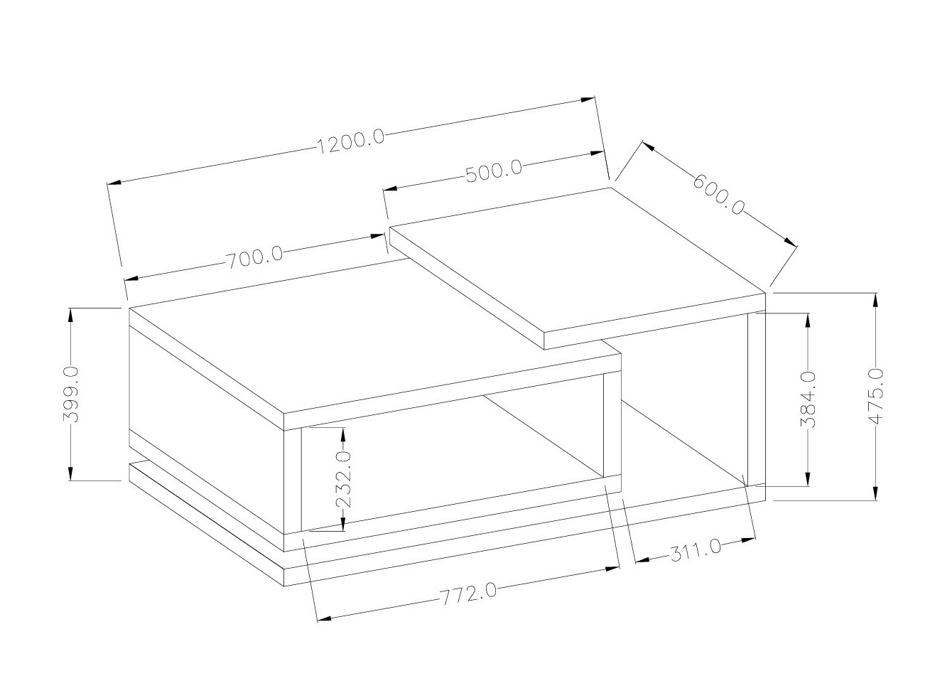 Dohányzóasztal Lutiva 104 (Fehér + Beton)