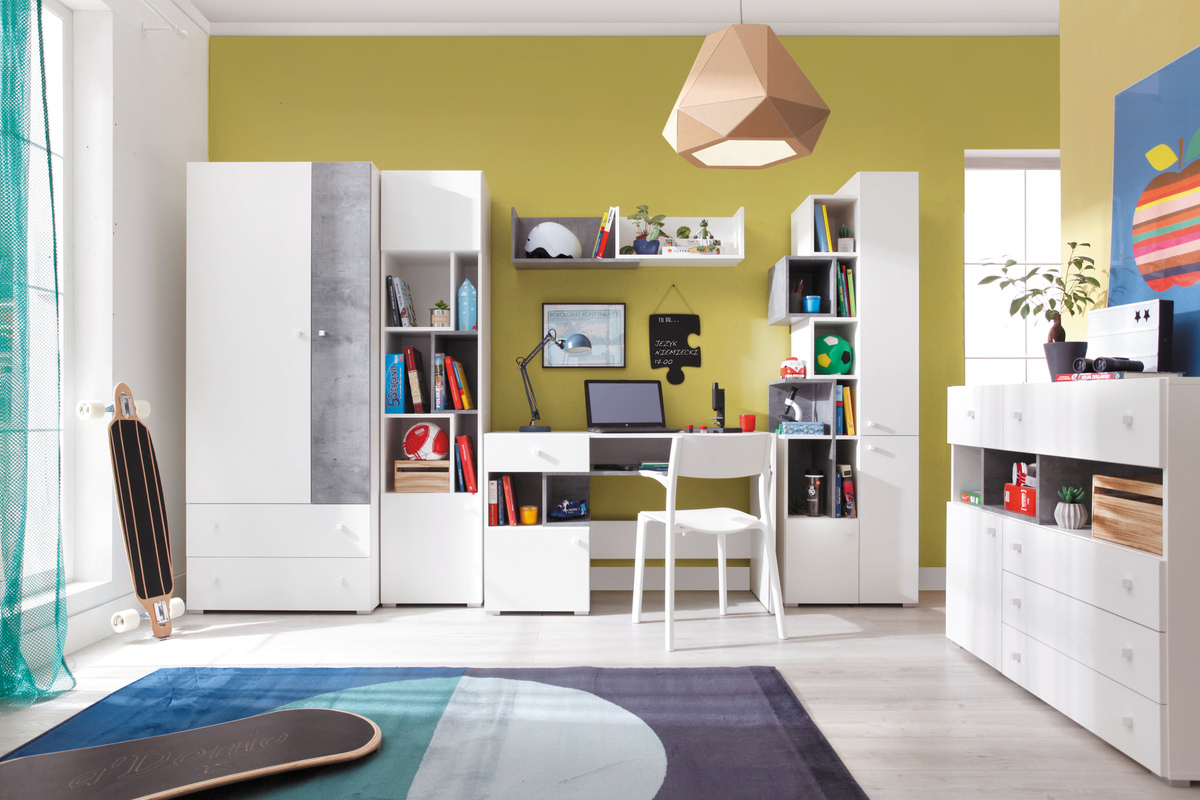 Komód Omaha J111 (Fehér + Beton)