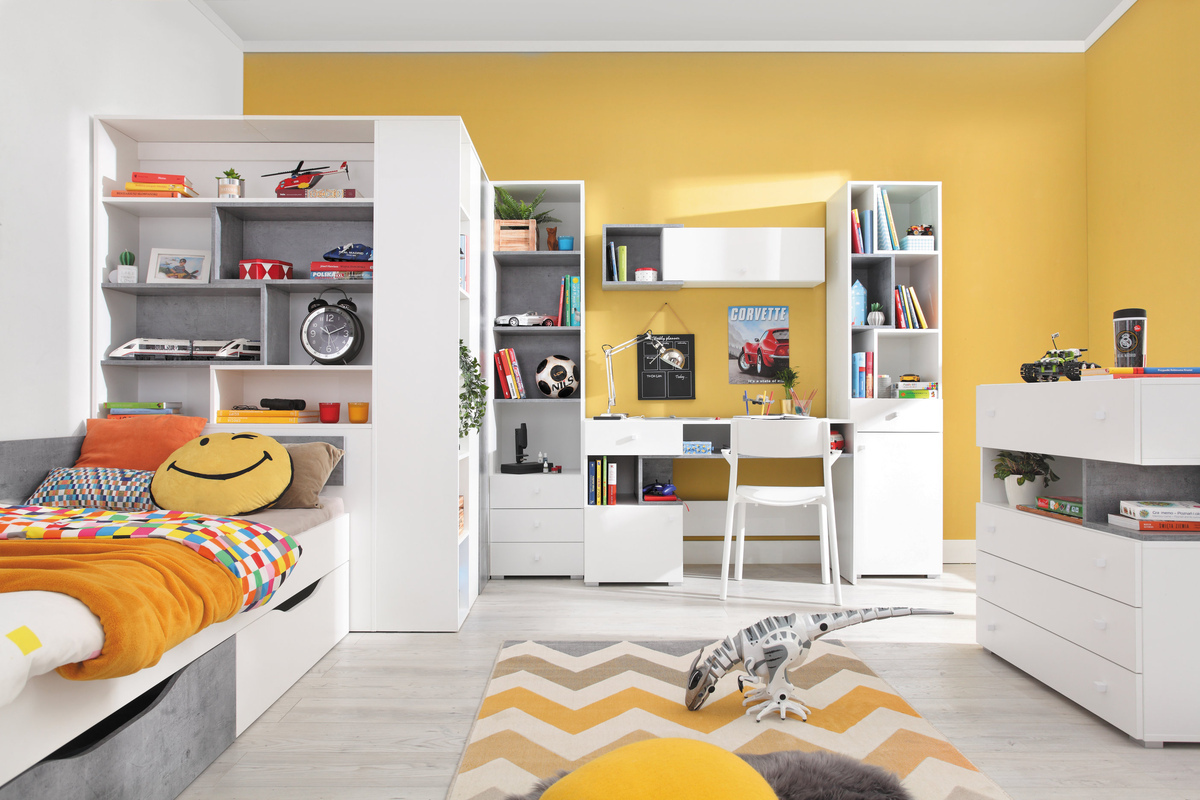 Polc Omaha J112 (Fehér + Beton)