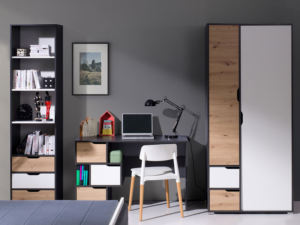 Íróasztal Providence H102 (Grafit + Artisan tölgy + Fehér)