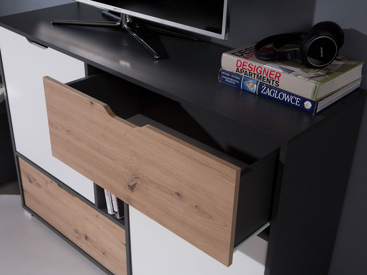 Komód Providence H103 (Grafit + Artisan tölgy + Fehér)