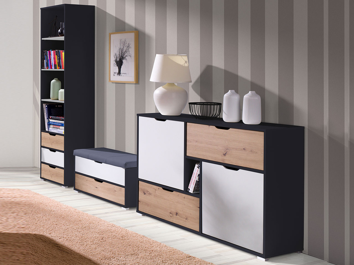 Komód Providence H103 (Grafit + Artisan tölgy + Fehér)