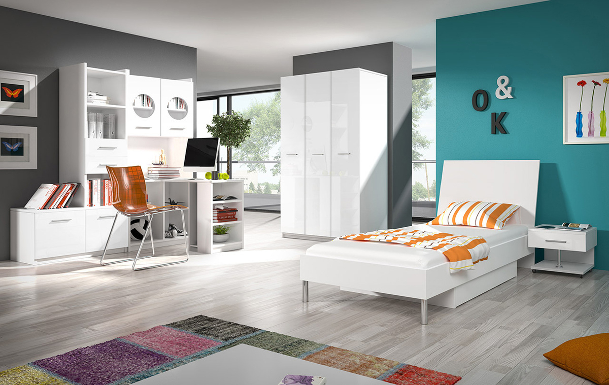 Könyvespolc Campus (Fehér + Fényes fehér)